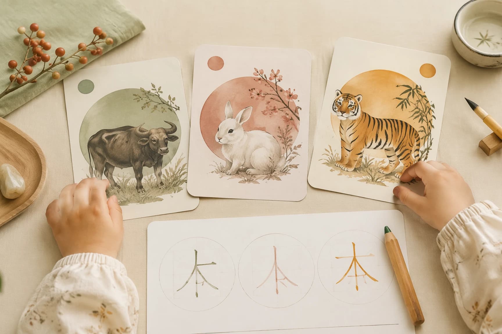 Young child with zodiac cards